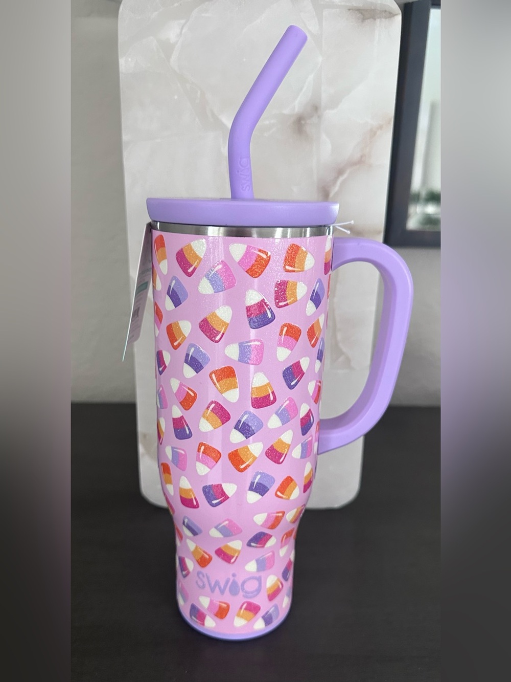 Swig Life 30oz Mega Mug Halloween Candy Corn GLOW IN THE DARK NWT Purple